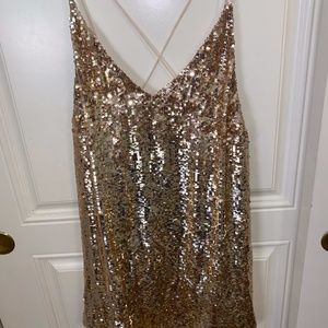 Free People Sequin Gold Dress